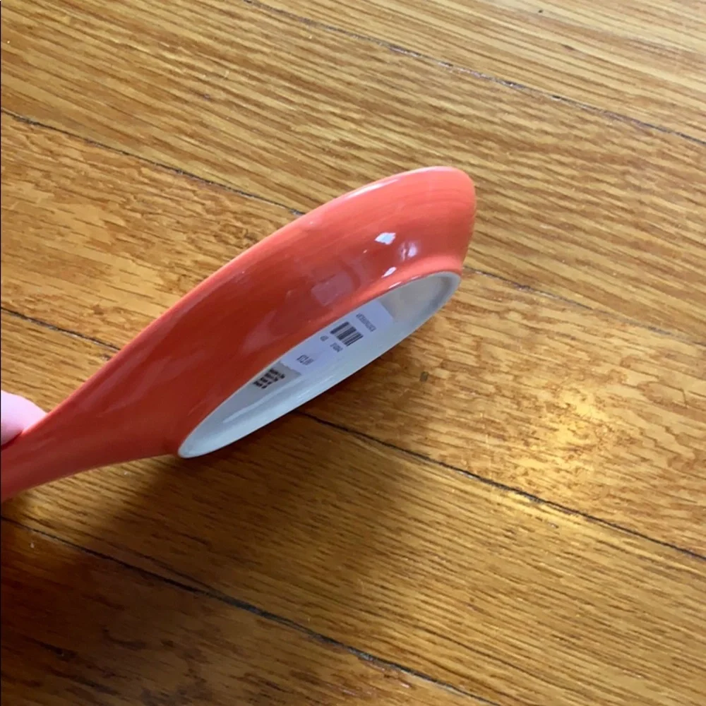 Anthropologie White Ceramic Floral Spoon Rest with Blue and Orange Accents